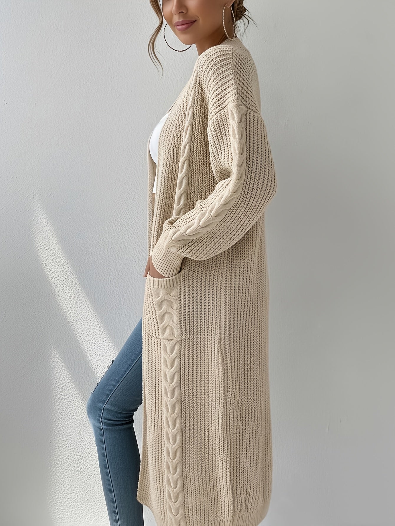 New Women's Long Cardigan with Open Front, Loose Fit, Long Sleeve, Autumn/Winter Sweater