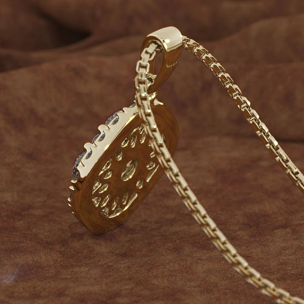 18K Rose Gold 2 carats Diamond Pendant Square 18K gold Chalcedony Bizuteria Women square Jewelry Necklace pierscionki Gemstone