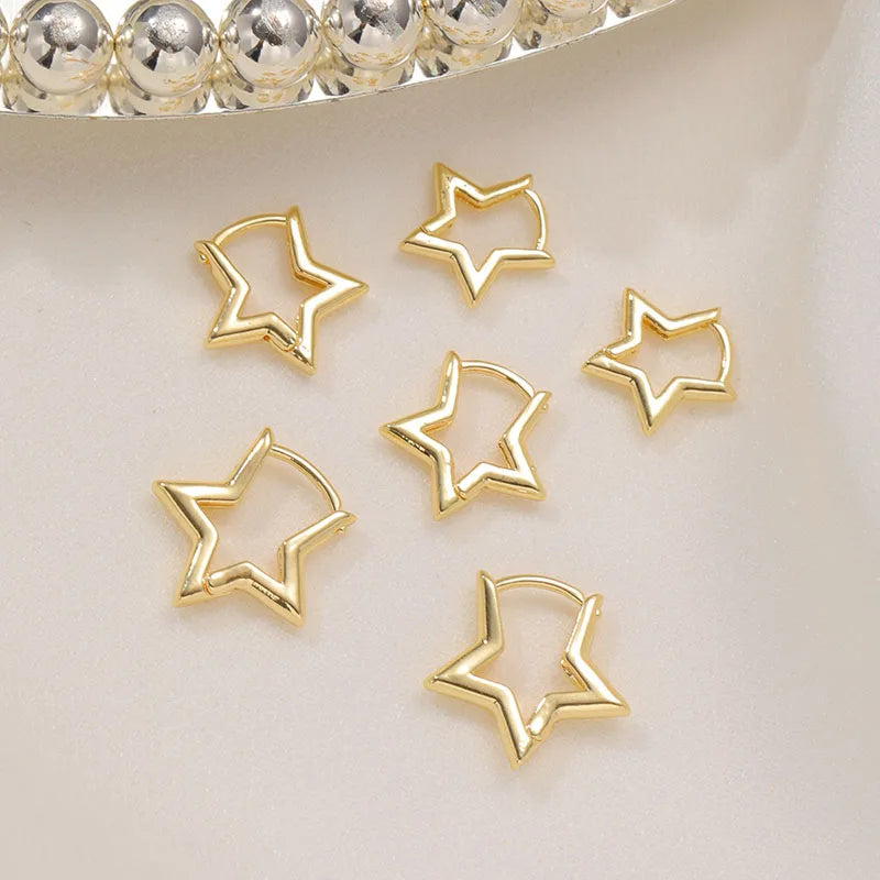 Punk Geometric Star Hoop Earrings - Gold & Silver