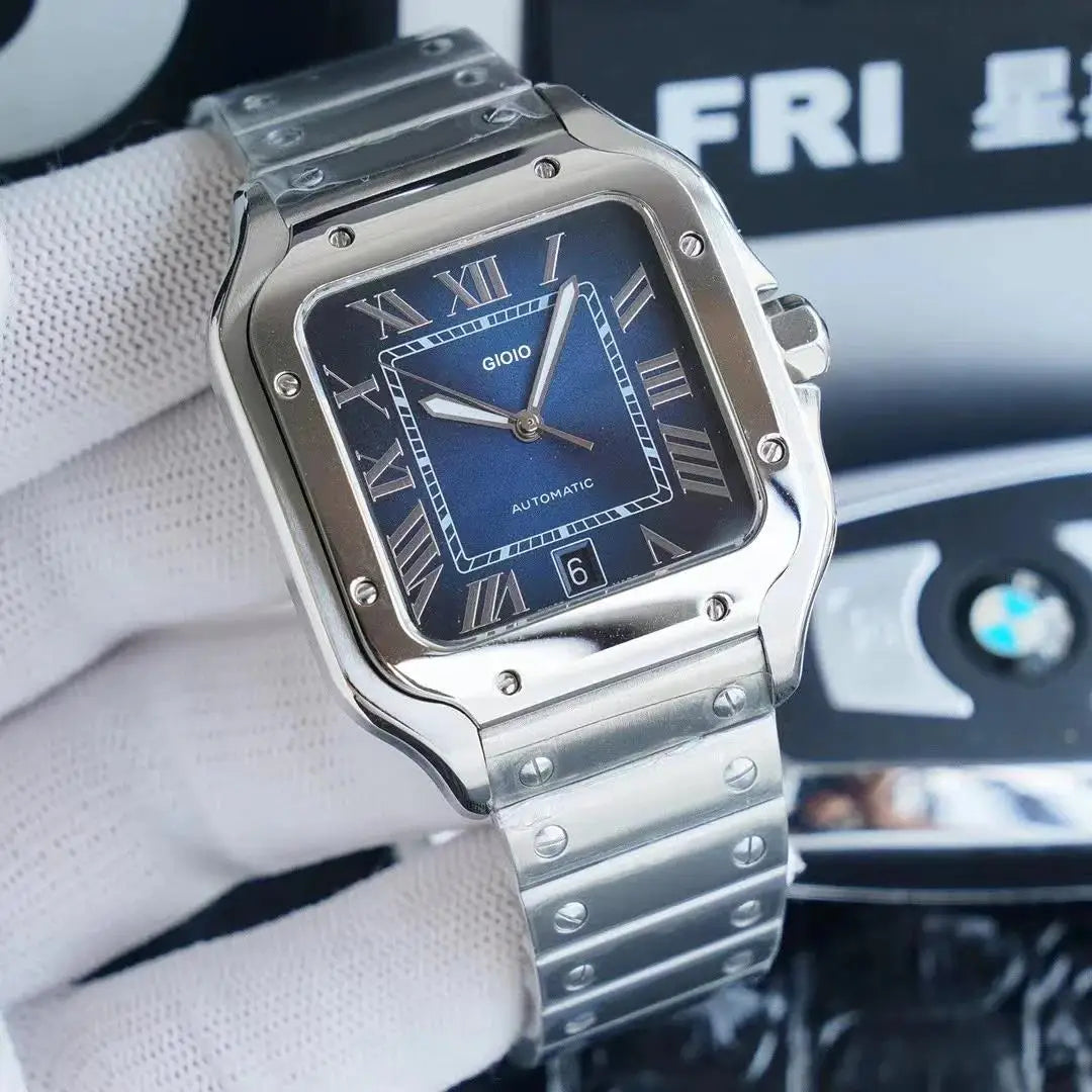 Luxury Automatic Movement Watch for Men Mechanical Watches Square 904L Stainless Steel Silver Gold White Rome Dial Sport