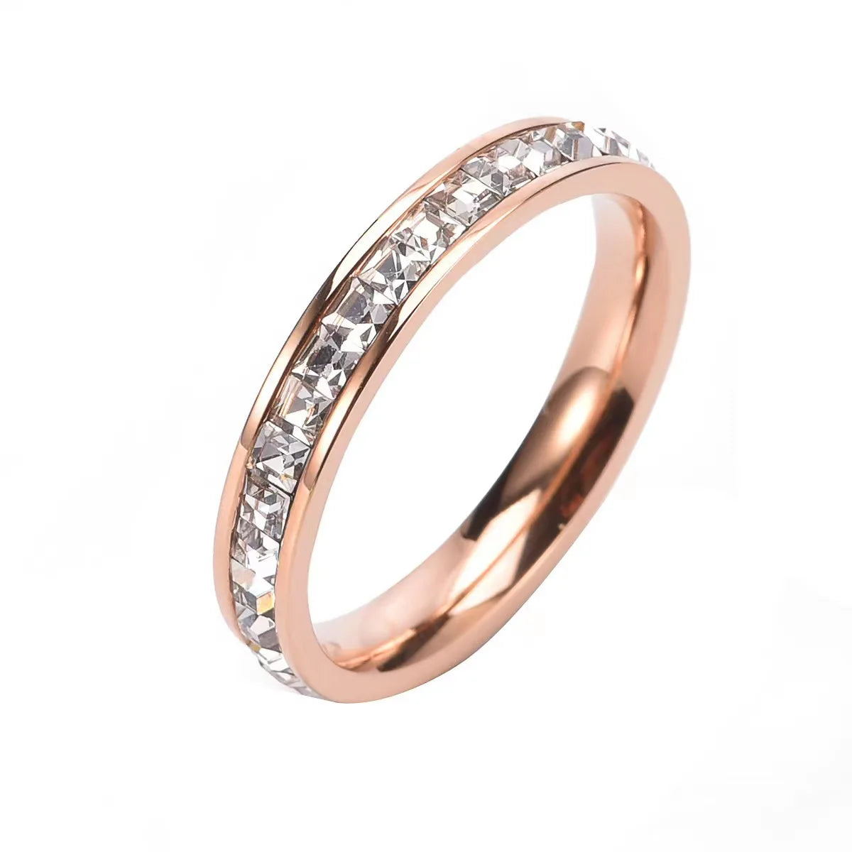 New 2024 Elegant Luxury Stainless Steel Zircon Jewelry Engagement Promise Ring Women'S Accessories Wholesale