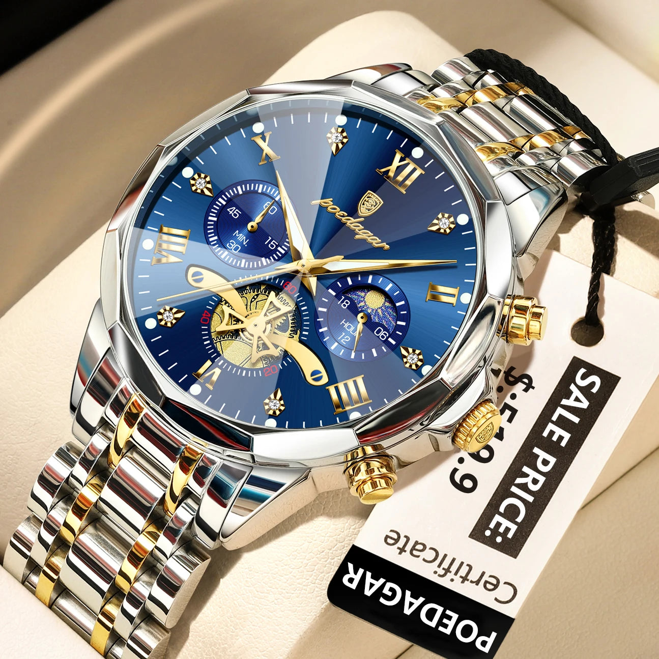 POEDAGAR Elegance Men's Luminous Chronograph Watch