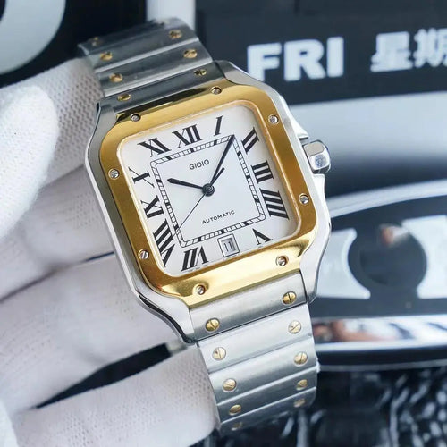 Luxury Automatic Movement Watch for Men Mechanical Watches Square 904L Stainless Steel Silver Gold White Rome Dial Sport