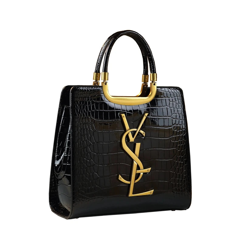 Elegant Crocodile Print Tote - Women's Luxury Handbag