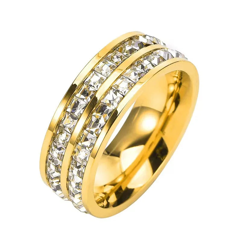 New 2024 Elegant Luxury Stainless Steel Zircon Jewelry Engagement Promise Ring Women'S Accessories Wholesale