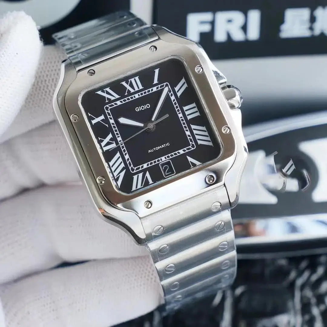 Luxury Automatic Movement Watch for Men Mechanical Watches Square 904L Stainless Steel Silver Gold White Rome Dial Sport