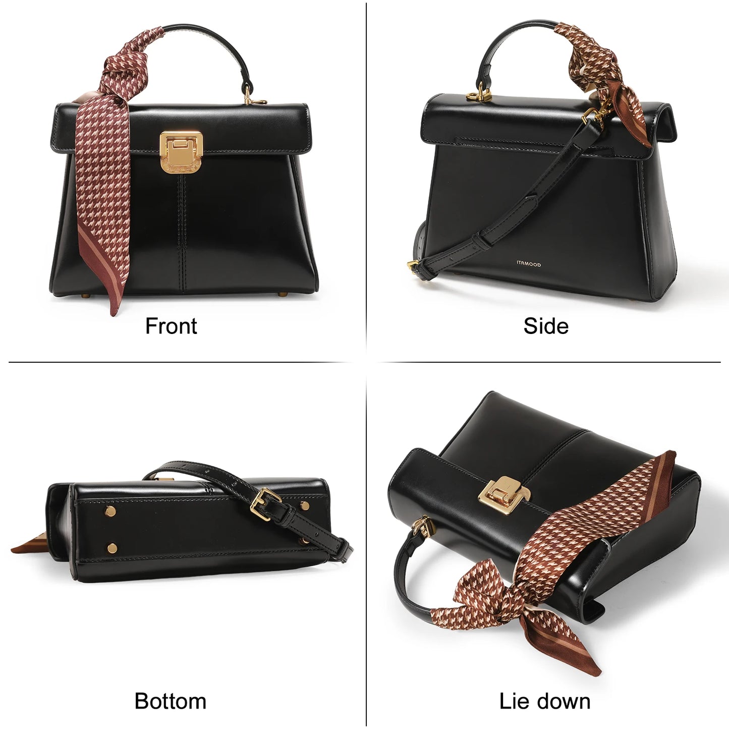ITAMOOD Luxury Leather Women's Handbag with Scarf