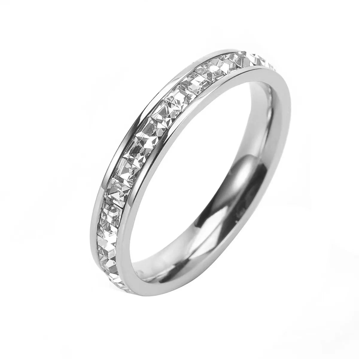 New 2024 Elegant Luxury Stainless Steel Zircon Jewelry Engagement Promise Ring Women'S Accessories Wholesale