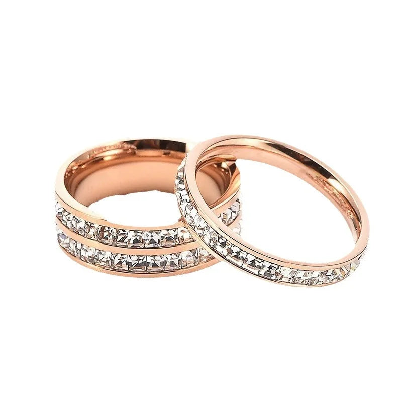 New 2024 Elegant Luxury Stainless Steel Zircon Jewelry Engagement Promise Ring Women'S Accessories Wholesale