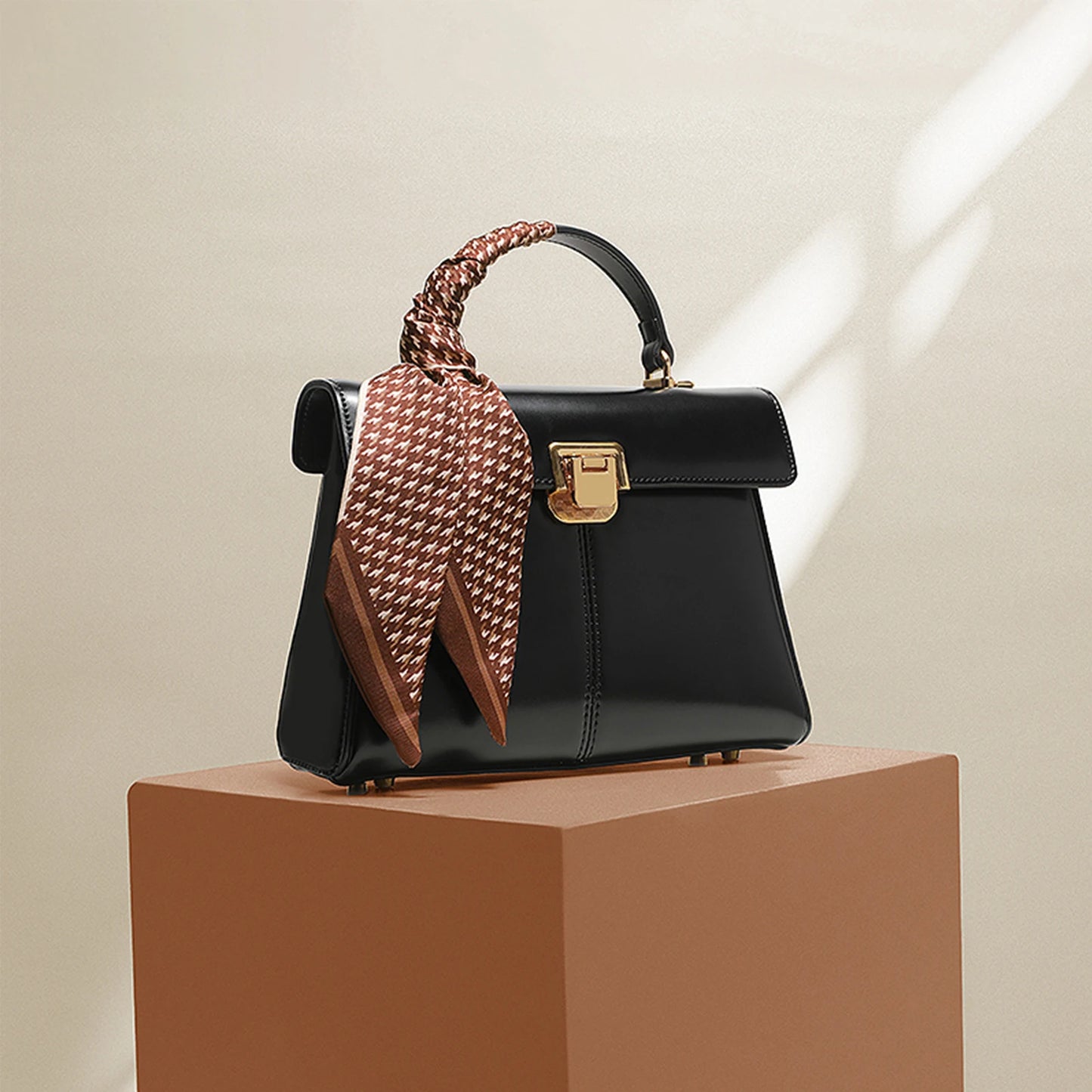 ITAMOOD Luxury Leather Women's Handbag with Scarf