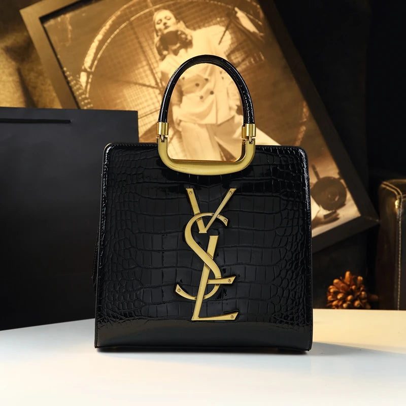 Elegant Crocodile Print Tote - Women's Luxury Handbag