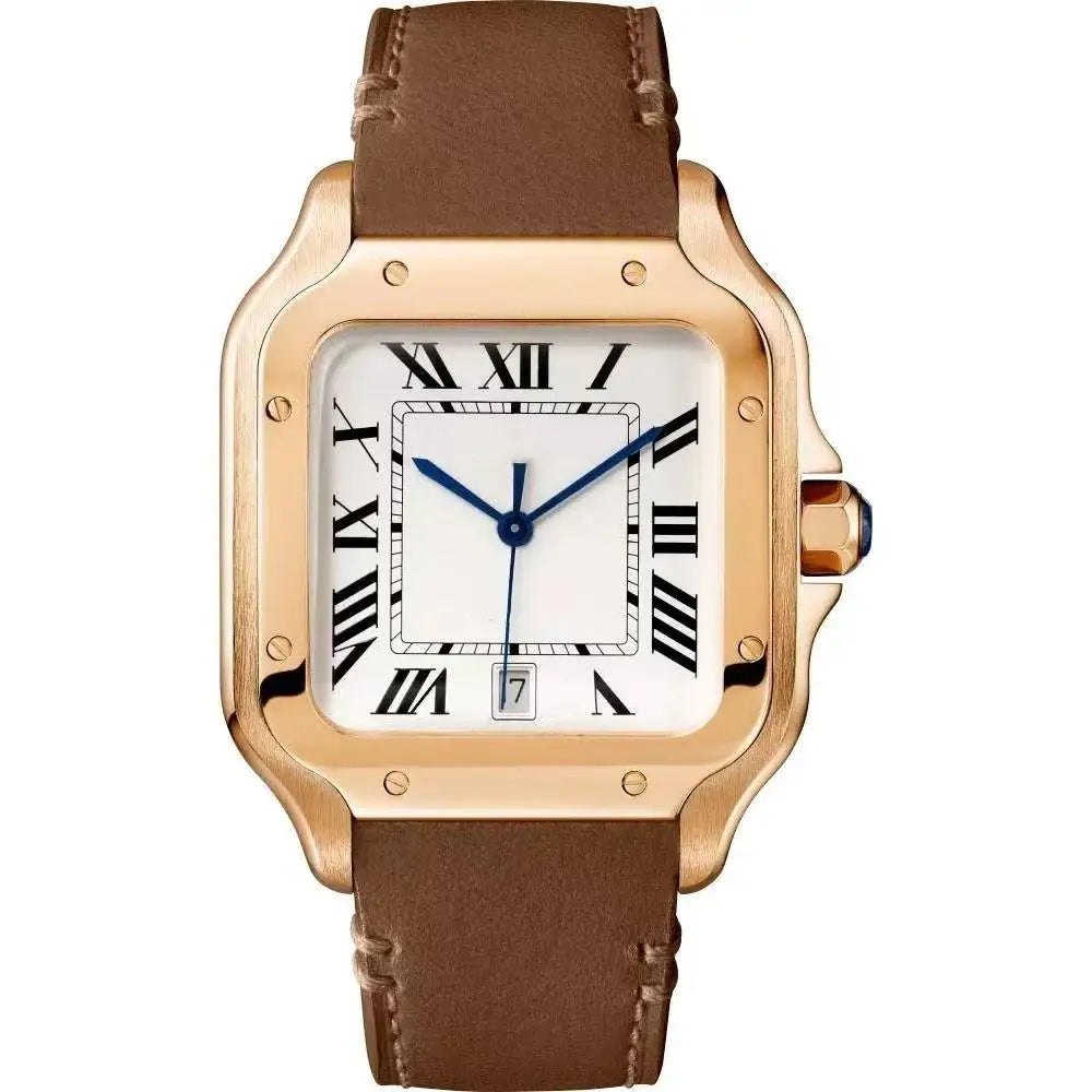 Luxury New Automatic Mechanical Watch Men Womens Leather Stainless Steel Blue Watch Black White Rome Gold Bezel Watches