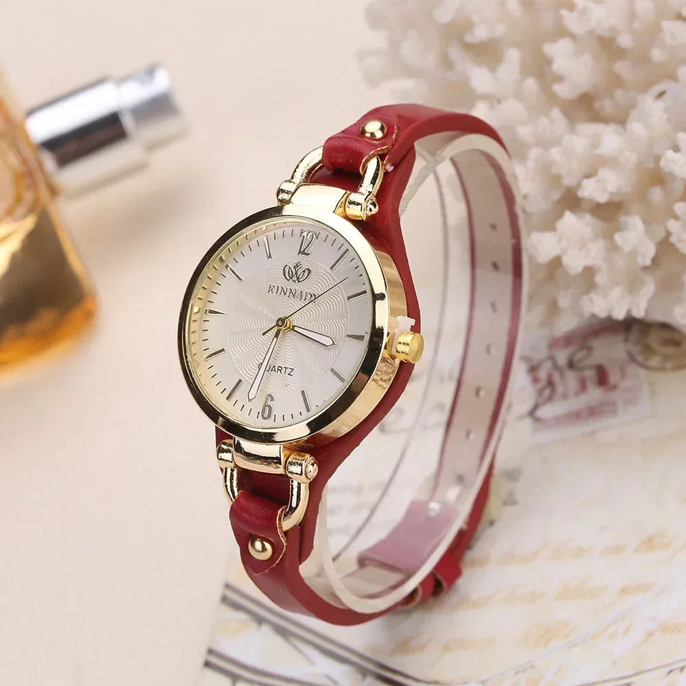 Simple Women Watch Luxury Design Leather Watch Ladies Quartz Wristwatch Solid Color Fashion Women Gift Watch Relojes Para Mujer