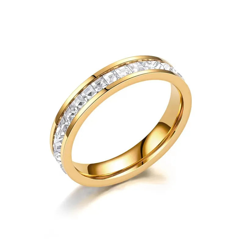 New 2024 Elegant Luxury Stainless Steel Zircon Jewelry Engagement Promise Ring Women'S Accessories Wholesale