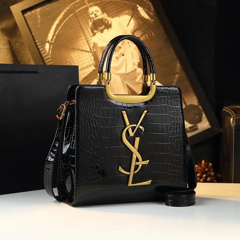 Elegant Crocodile Print Tote - Women's Luxury Handbag
