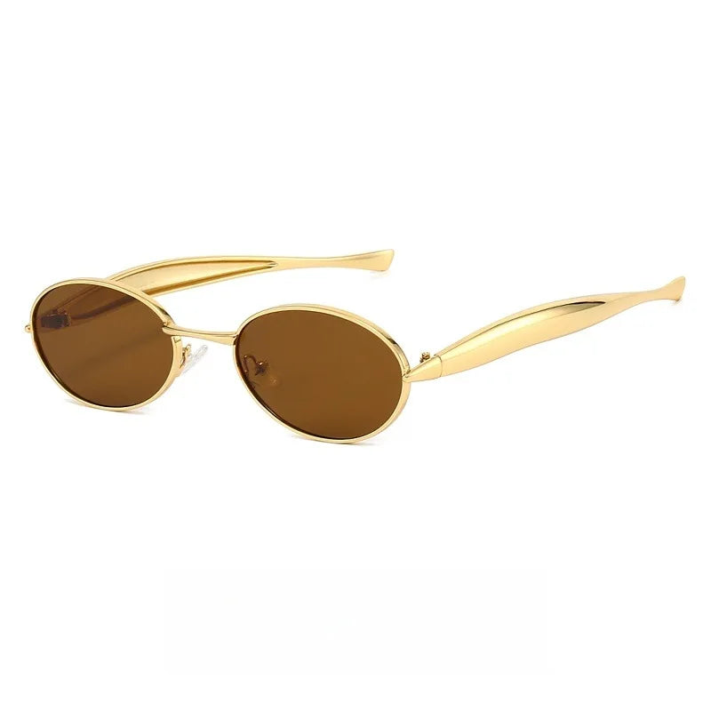 Chic Oval Sunglasses with Mirror Legs for Women