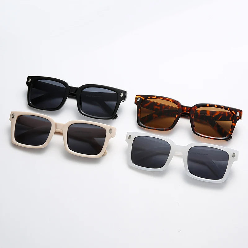 Retro Square Black Lens Sunglasses Women Luxury Brand Designer Fashion Rectangle Eyewear Men Outdoor Oculos De Sol UV400