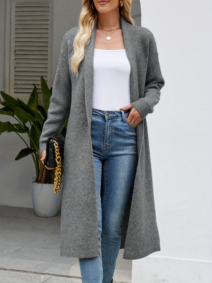 Women's Autumn Winter Warm Casual Fashion Slim Fit Long Knit Cardigan Coat for Daily Commute, Mature, Elegant, and Gentle Style - Middle East Special