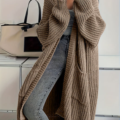 Elegant Plus Size V-Neck Knit Coat