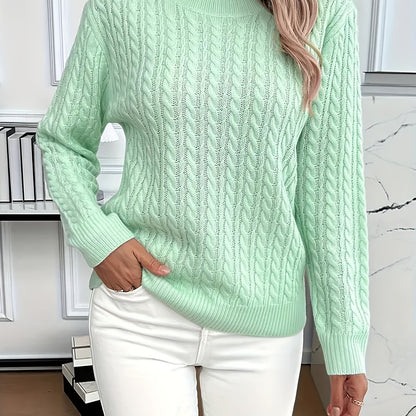 Elegant Women's Loose-Fit Ribbed Sweater - Spring/Autumn Essential