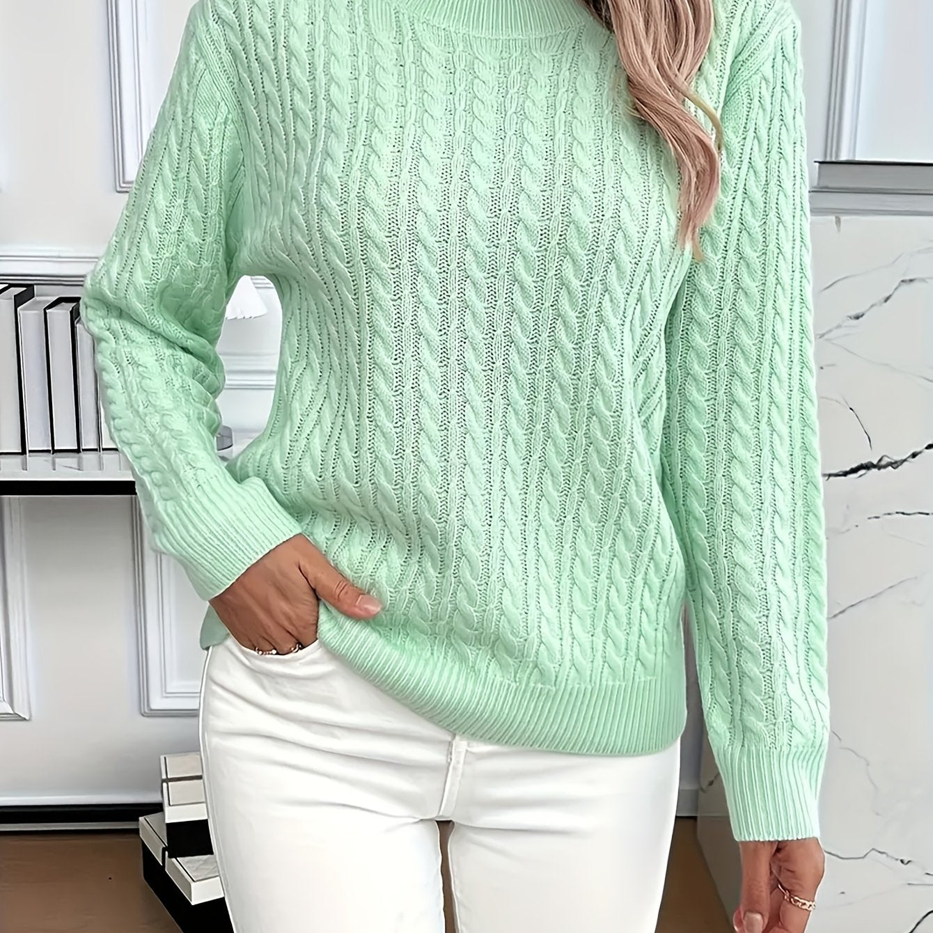 Elegant Women's Loose-Fit Ribbed Sweater - Spring/Autumn Essential