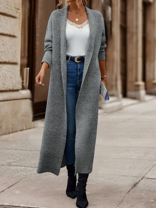 Women's Autumn Winter Warm Casual Fashion Slim Fit Long Knit Cardigan Coat for Daily Commute, Mature, Elegant, and Gentle Style - Middle East Special