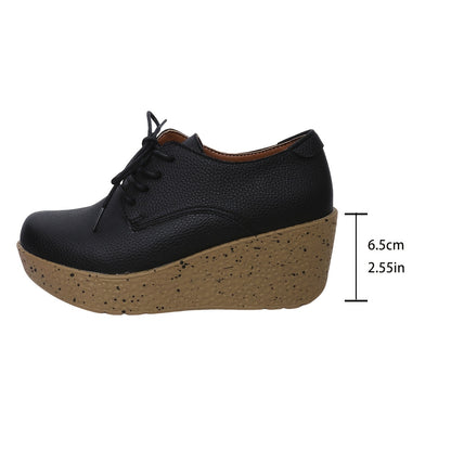 Spring And Autumn Stylish Casual Wedge Shoes with Comfortable Platform, Thick-Soled Lace-Up Sneakers for All Seasons.