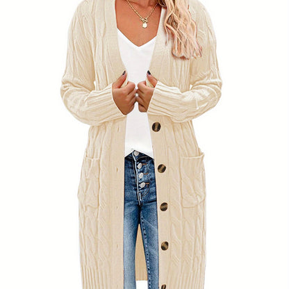 Elegant Knit Long Cardigan with Pockets
