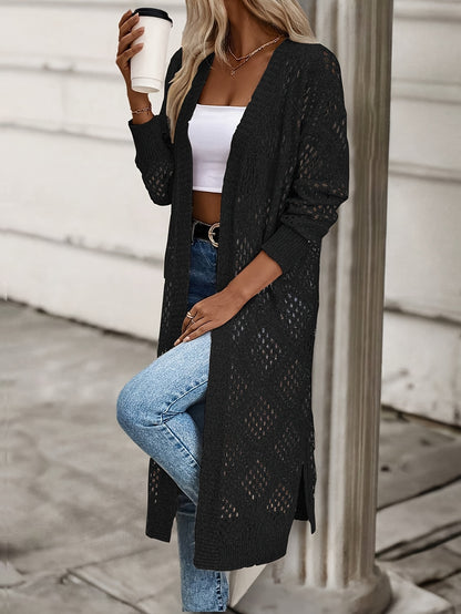 Women's Crochet Lace Off-Shoulder Long Kimono Cardigan for Spring/Summer Beachwear (Bikini Not Included)