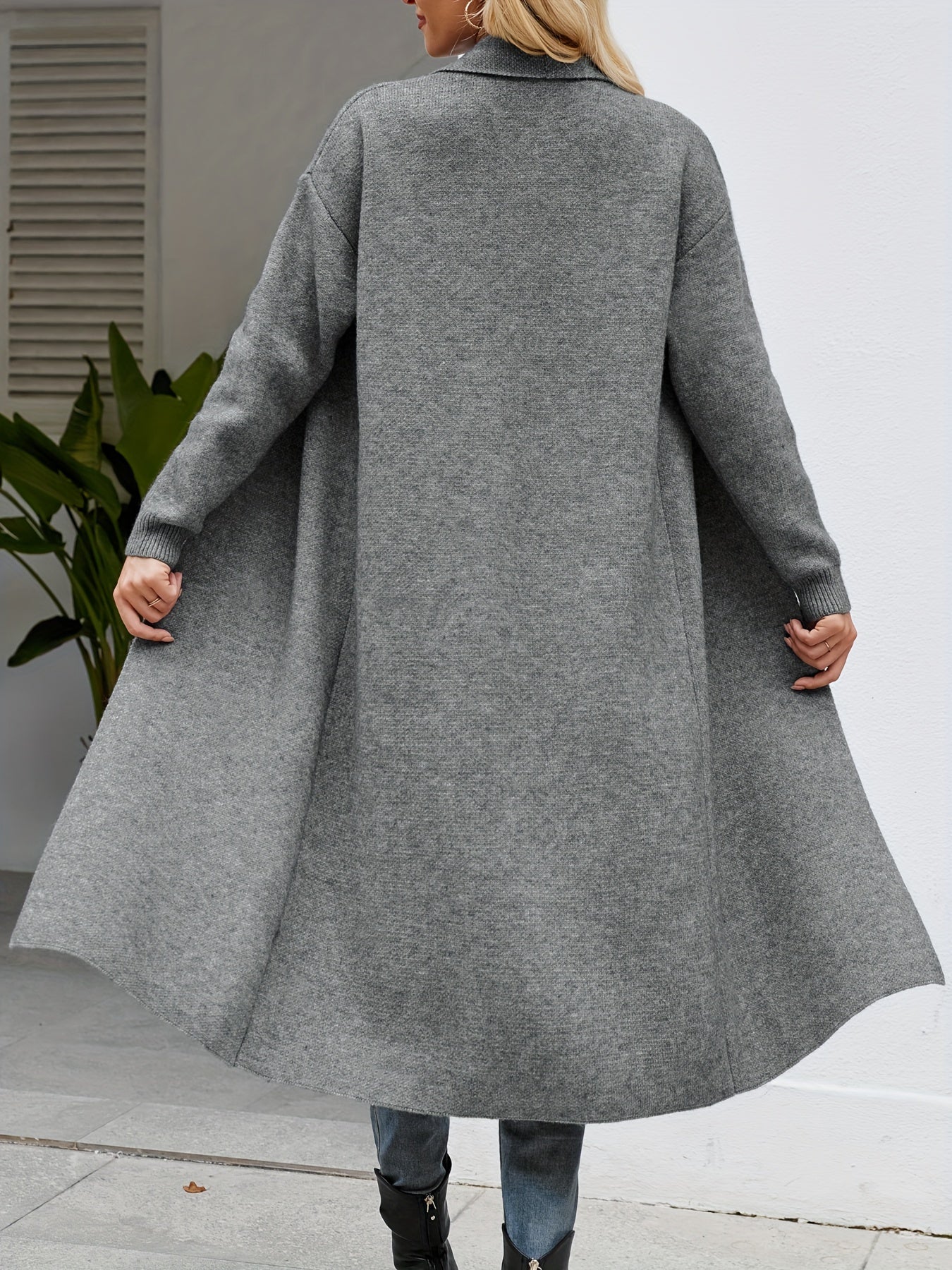 Women's Autumn Winter Warm Casual Fashion Slim Fit Long Knit Cardigan Coat for Daily Commute, Mature, Elegant, and Gentle Style - Middle East Special