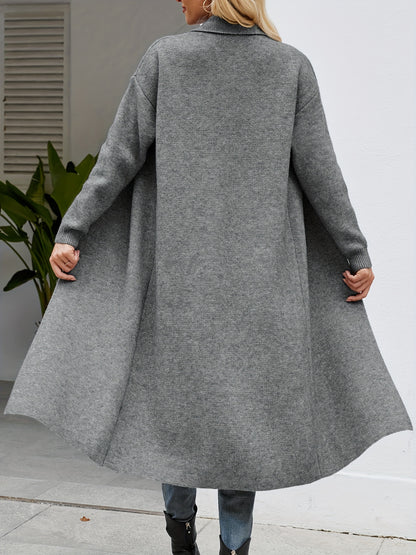 Women's Autumn Winter Warm Casual Fashion Slim Fit Long Knit Cardigan Coat for Daily Commute, Mature, Elegant, and Gentle Style - Middle East Special