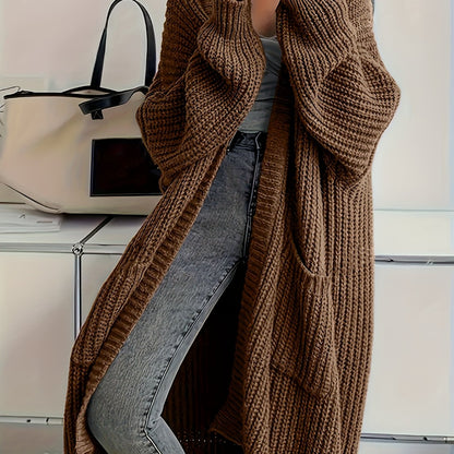 Elegant Plus Size V-Neck Knit Coat