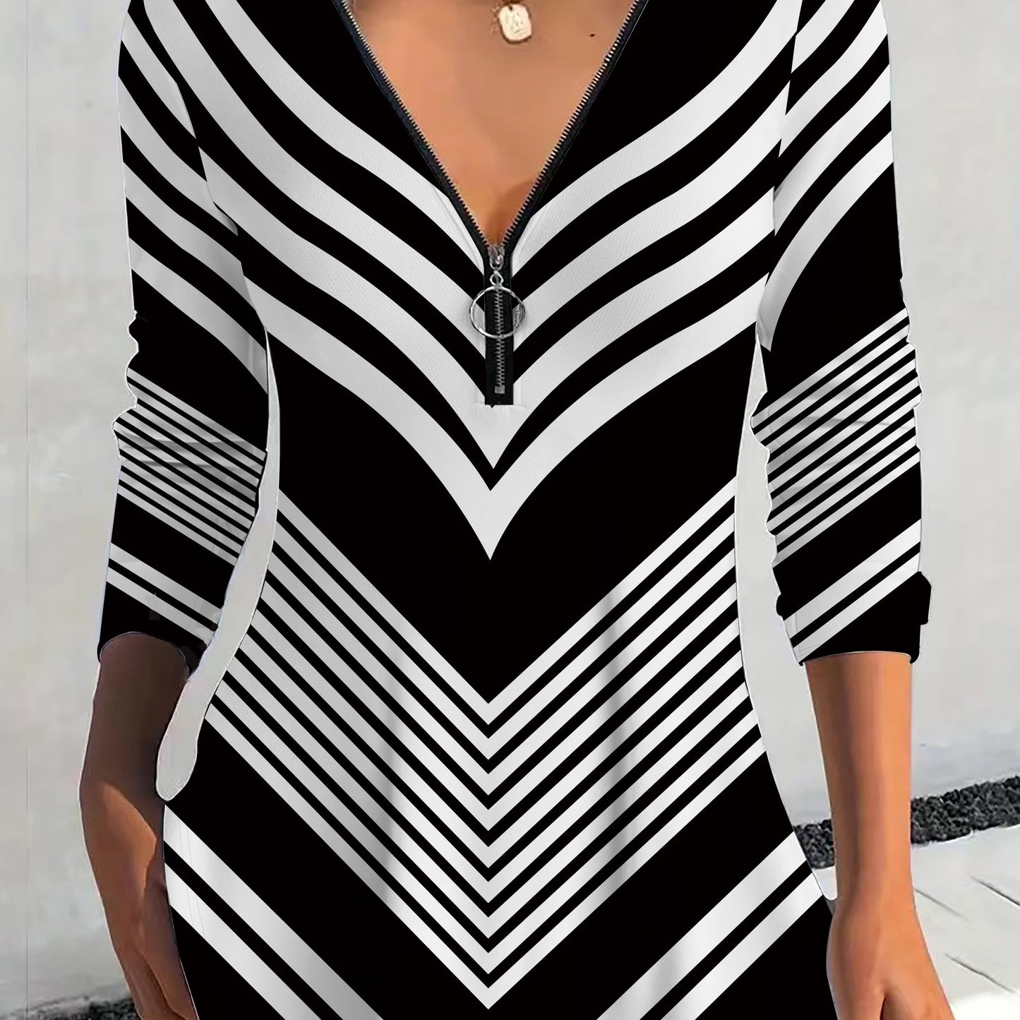 Elegant Striped V-Neck Women's Knit Top - Fall Essential