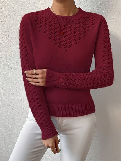 Women'S Light Sweater - Soft Round Neck Pullover with Geometric Pattern, Chic Office to Party Outfit, All-Season Everyday & Formal Wear, Elegant Women'S Sweater For Year-round Style, Ladies Sweaters, Casual Wear, Durable Construction, Stylish Top