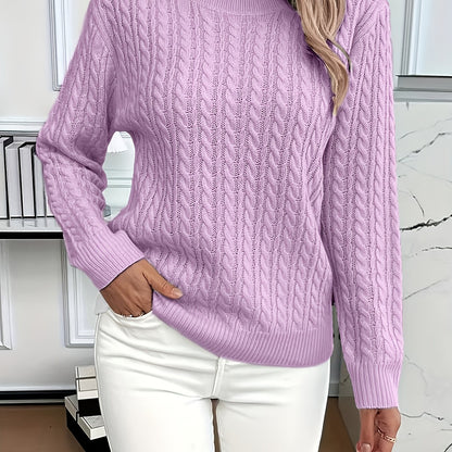 Elegant Women's Loose-Fit Ribbed Sweater - Spring/Autumn Essential
