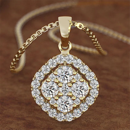 18K Rose Gold 2 carats Diamond Pendant Square 18K gold Chalcedony Bizuteria Women square Jewelry Necklace pierscionki Gemstone