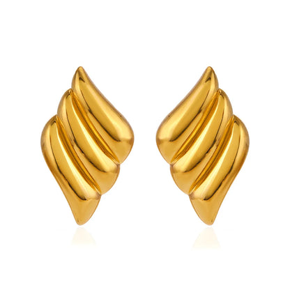Punk Fashion Big Feather Shape Stud Earrings Female Gold Color Stainless Steel Geometry Earrings for Women Jewelry Gift 2025