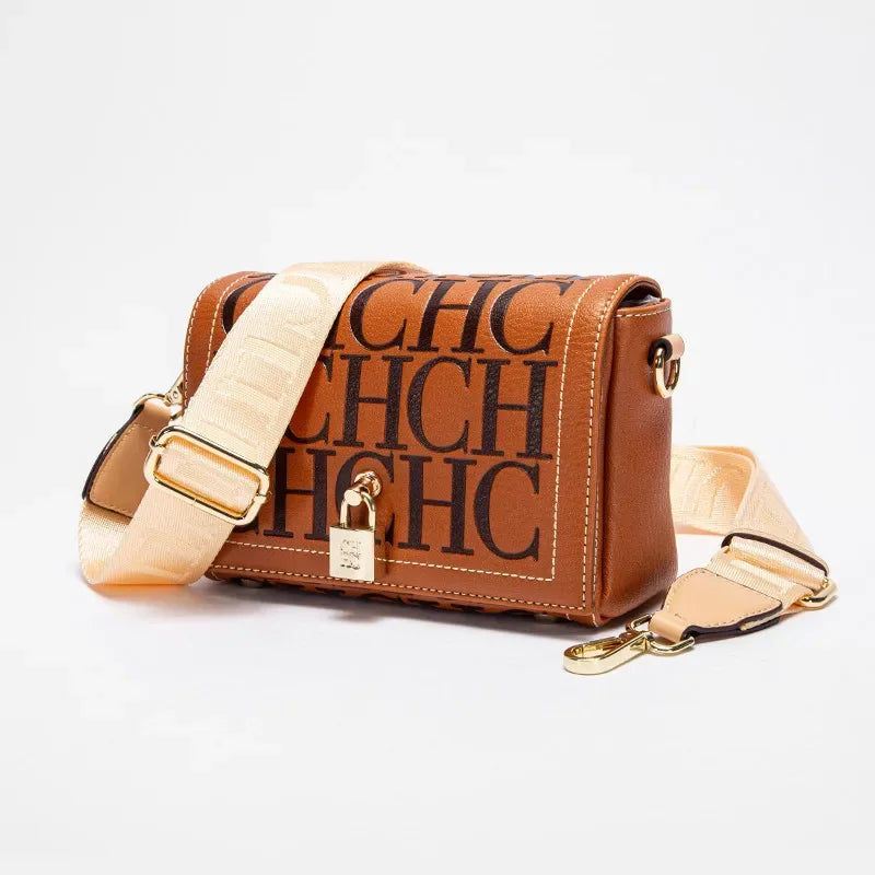 CH Womens Shoulder Bag Luxury Brand 2025 Fashion Solid Color Printed Handbag Fashion Design Model Metal Accessories Buckle