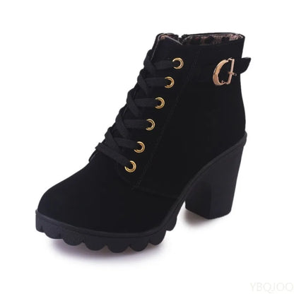New Spring Winter Fashionable versatile Women Boots Lace-up Fashionable versatile Ladies Shoes comfortable High Heels Boots