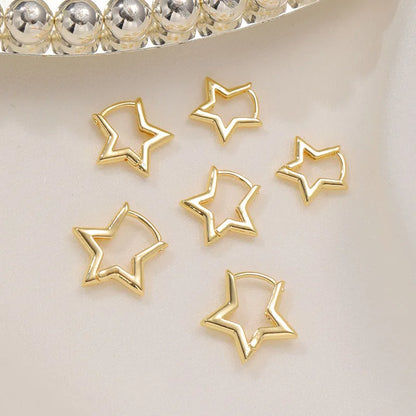 Punk Geometric Star Hoop Earrings - Gold & Silver
