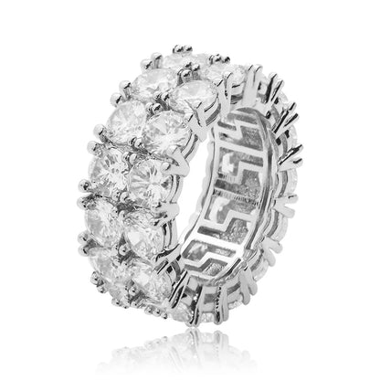 Iced Out Cubic Zirconia Double Row Tennis Ring