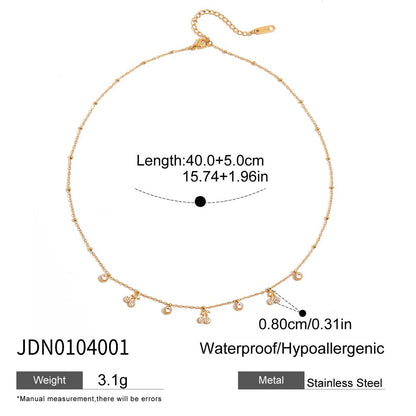 Youthway White Rhinestones Cherry Pendant Necklace For Gift 18K Gold Plated Stainless Steel Elegant Luxury Charm Pendant Jewelry