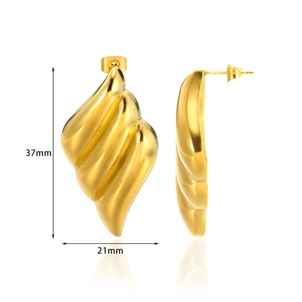 Punk Fashion Big Feather Shape Stud Earrings Female Gold Color Stainless Steel Geometry Earrings for Women Jewelry Gift 2025