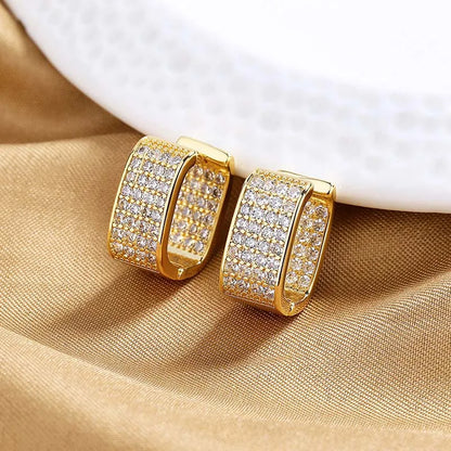 Luxurious CZ Zircon Square Hoop Earrings for Women