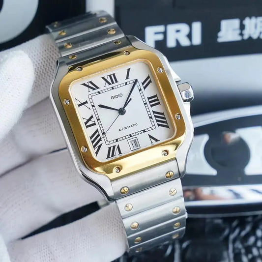 Luxury Automatic Movement Watch for Men Mechanical Watches Square 904L Stainless Steel Silver Gold White Rome Dial Sport