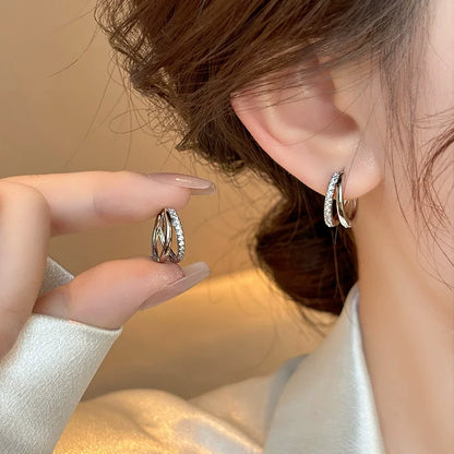 Elegant Gold Zircon Hoop Earrings for Women