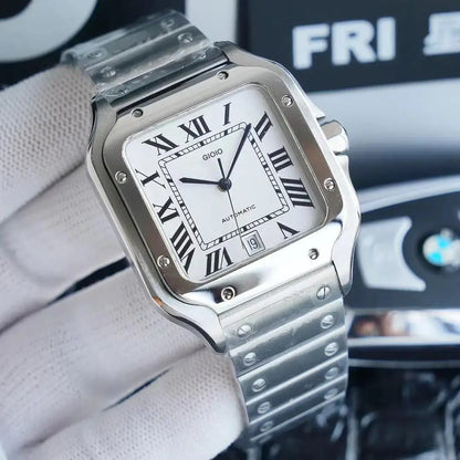 Luxury Automatic Movement Watch for Men Mechanical Watches Square 904L Stainless Steel Silver Gold White Rome Dial Sport