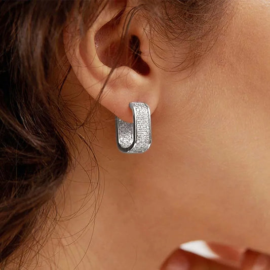 Luxurious CZ Zircon Square Hoop Earrings for Women