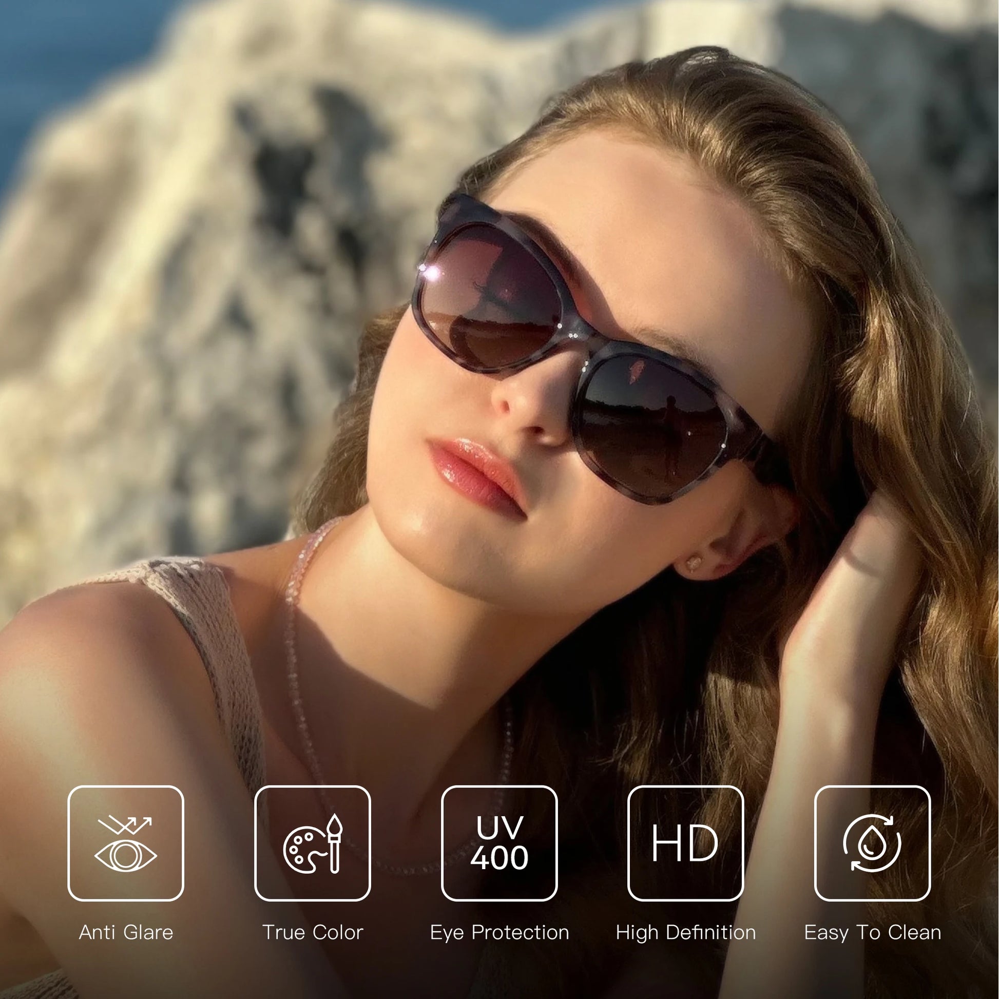 ZENOTTIC Fashion Cateye Polarized Sunglasses for Women - Oversized Sun Glasses UV400 Protection Retro Shades Designer Style