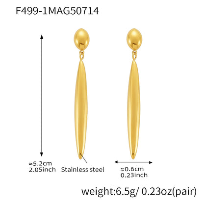 Niche Line Unique Pendant Stainless Steel Long Earrings For Women Waterproof Gold Plated OL Luxury Ear Stud Daily Jewelry